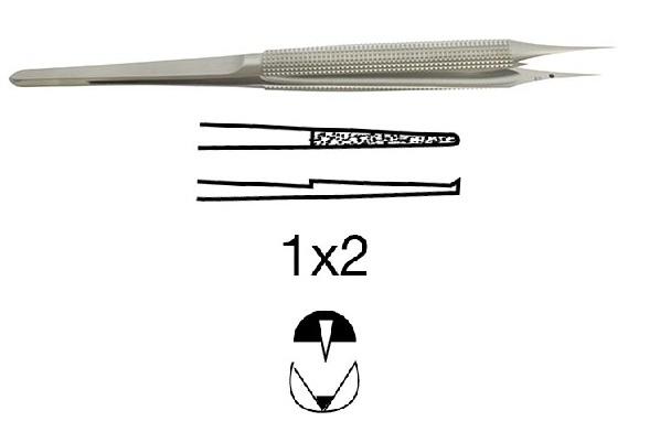 Мікро-пінцет; округлена пряма ручка; 0,7мм; 1х2 зубці 18,0см; алмазне покриття. Tontarra Medizintechnik GmbH